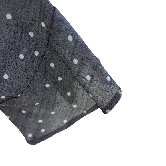Fred David Ruffle Sleeve Polka Dot Rayon Blend Blouse Top Gray & White Plus 1X - Picture 4 of 9